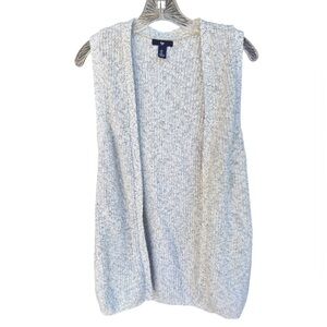 GAP Women's Gray Marled Knit Open Front Sleeveless Cotton Sweater Vest
